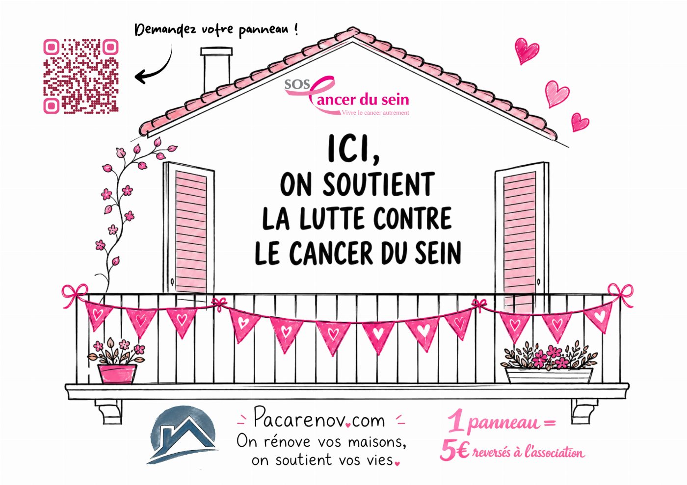 Affiche : ici, on soutient la lutte contre le cancer du sein